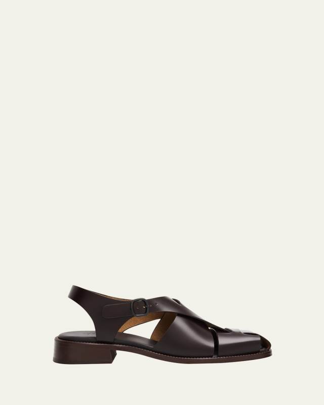Raima Leather Block-Heel Fisherman Sandals